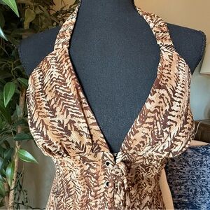 Rubber Ducky Maxi Dress S Boho Whimsigoth Animal Y2K Prom Halter tie brown